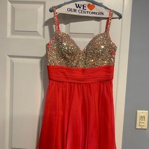 La Femme Hot Coral Semi dress, size 10